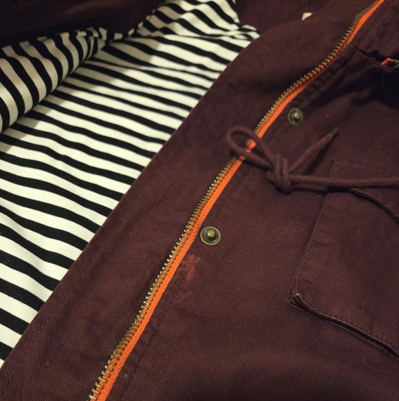 41 Hawthorn Chaplin Lined Hooded Anorak Jacket Utility Pockets Red Gold Sz Large - Picture 9 of 10